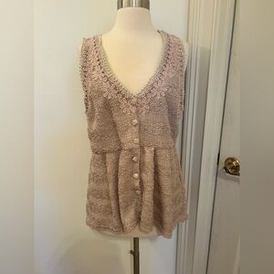 Anthropology A'Reve Blush Pink/Purple Lace Button Down Blouse